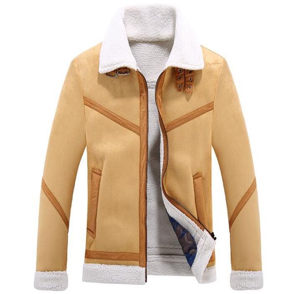 

winter mens leather jacket khaki motorcycle coat men jackets vintage faux fur clothes personalized jaqueta de couro fashion warm, Black