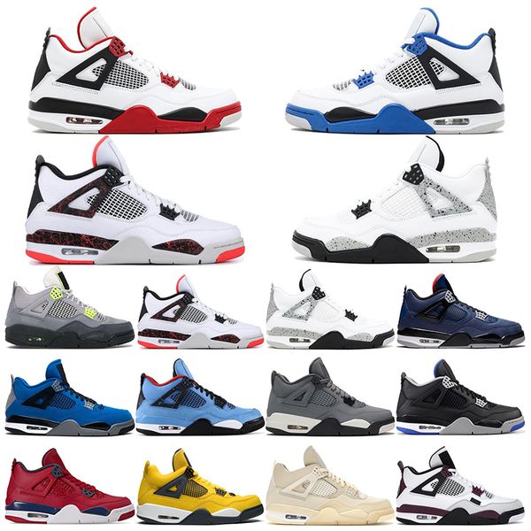 

classic mens basketball shoes 4 4s fired red motorsports white cement cool grey lightning neon lightning designer sports basketball sneakers