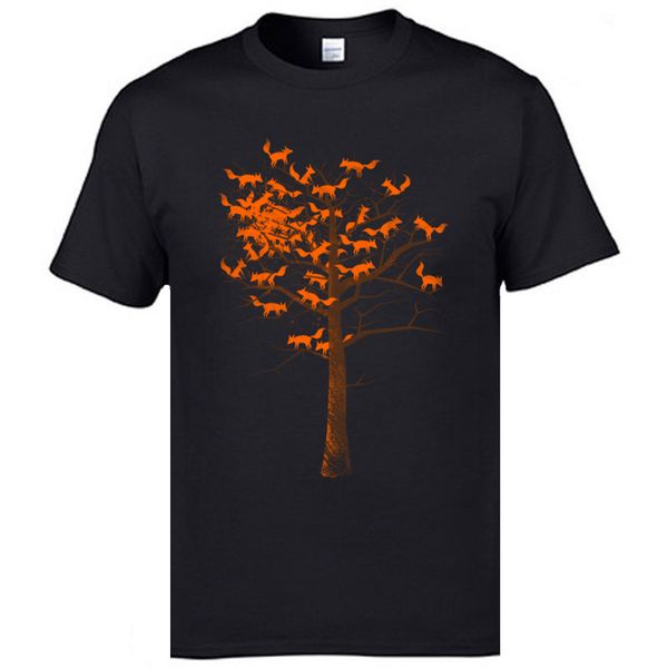 

artistic watercolor drawing autumn blazing fox tree picture men's new coming pure fashion tees hoodie designers t shirts sweatshirt