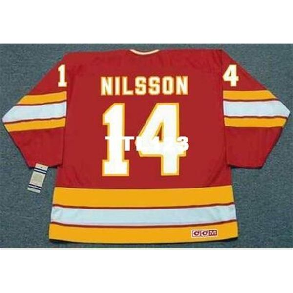 

mens #14 kent nilsson calgary flames 1982 ccm vintage retro hockey jersey or custom any name or number retro jersey, Black