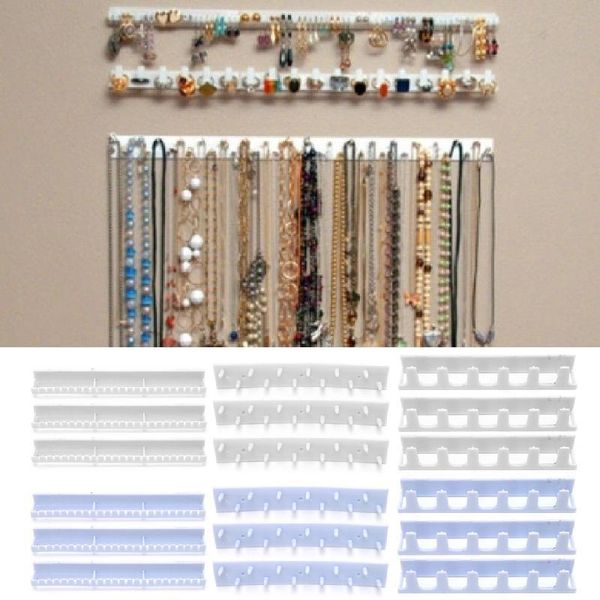 

9pcs/set jewelry display hanging earring necklace ring hanger holder rack sticky hooks ornaments display, Pink;blue