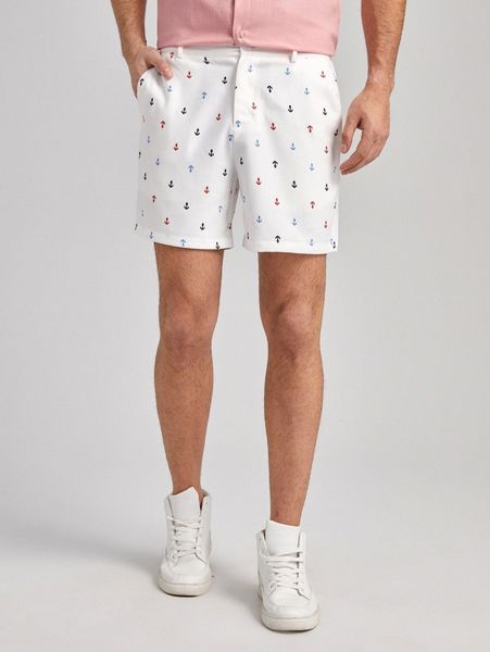 

men allover anchor print shorts r7fe#, Black