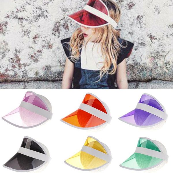 

caps & hats children boy girl summer hat sun visor party casual clear plastic pvc kids sunscreen cap, Yellow