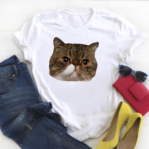 

женщины cat pet смешные лица стиль 90s одежда дамы летние t tee женская топ рубашка одежда футболка женская графика футболка, White