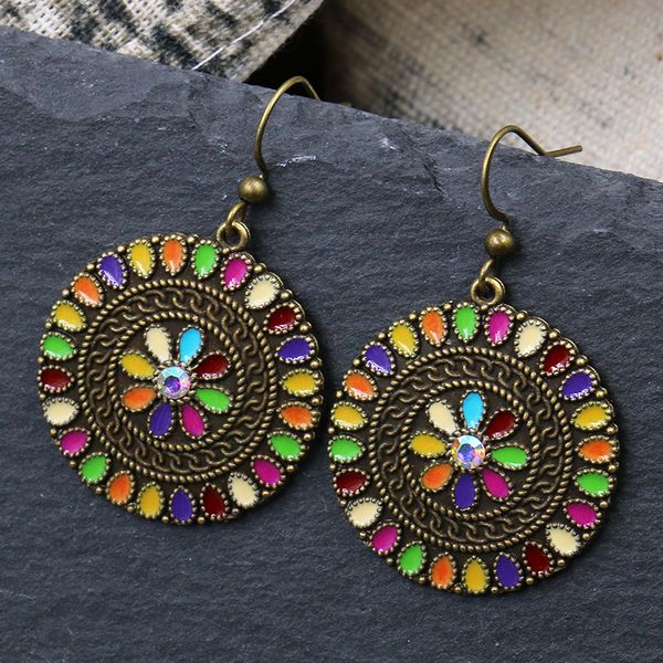 

этнические серьги женщины аксессуары 2020 jewelry польский folk vintage мотаться круглый горячие моды brincos coloful сережек, Silver