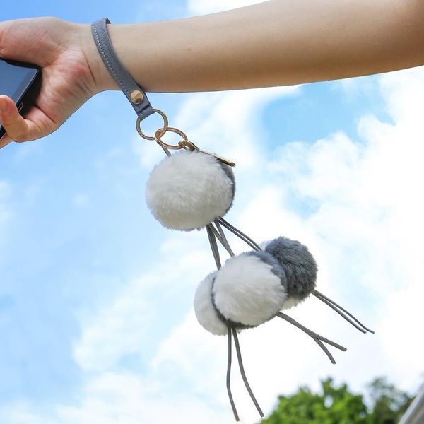 

hand-made волос брелок, чтобы предотвратить потеря наручного болла брелока, европейский и американский модные аксессуары key ring, Silver