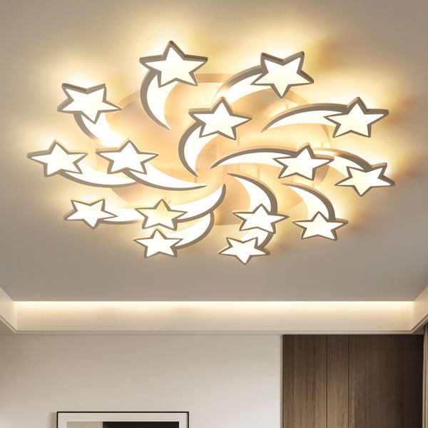

2021 new led modern chandelier for the kitchen living room bedroom white star fashion ceiling surface mounted lighting fixture g7un