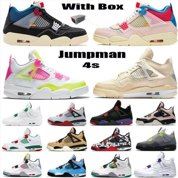 

size 5.5-13 sail 4 womens mens basketball shoes union x 4s jumpman sneakers guava lce black cat fire red cactus jack trainers