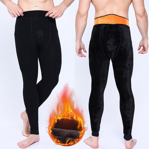 

extra thick keep warm men winter plus velvet thickening leggings winter mid waist trousers large size warm elastic long pants1, Black