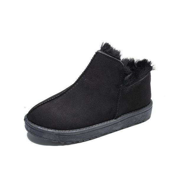 

boots swonco ankle snow for women winter shoes slip on 2021 female warm plush short tube casual lady, Black