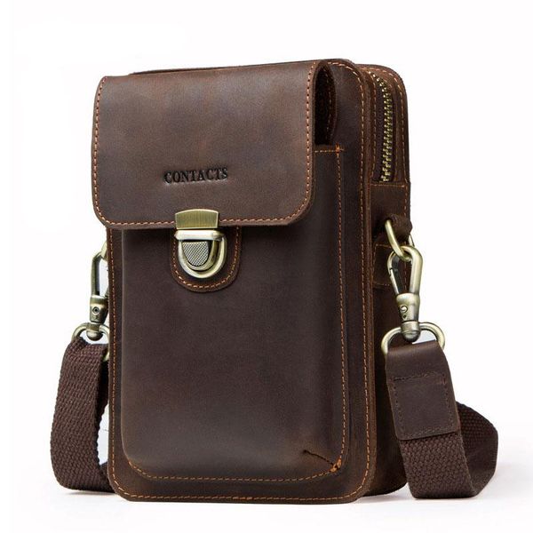 

mbg5 men waist bag simple retro versatile casual double-deck cellphone waist packs bags for men bag sacoche homme