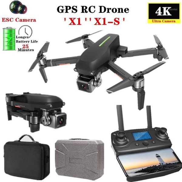 

gps rc drone x1-s pro quadcopter 5g wifi fpv 4k hd esc camera brushless helicopter 25mins flight time vs f11 sg9061