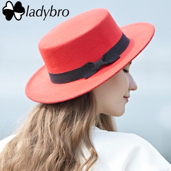 

ladybro women's hat men fedoras classical wide brim hat female flat floppy cloche cap chapeau autumn winter imitation wool, Blue;gray