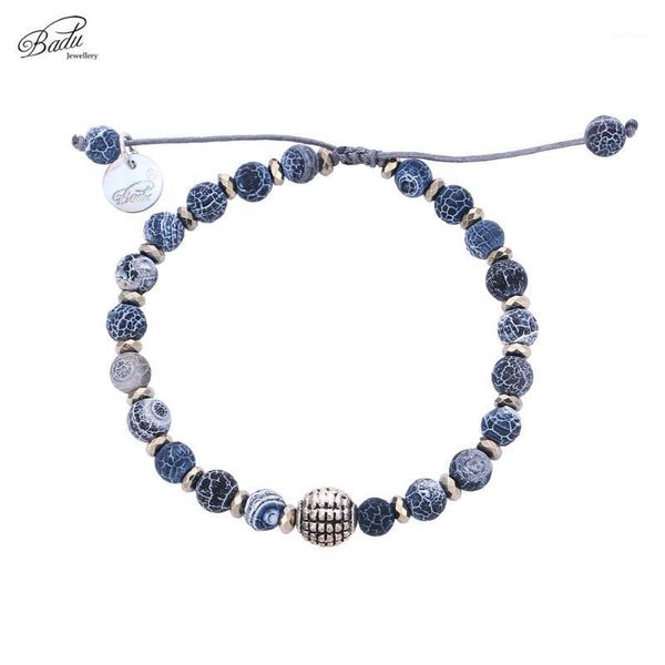 

badu natural stone bracelet adjustable vintage punk bracelet for women fashion jewelry cracked agated stone wholesale1, Golden;silver
