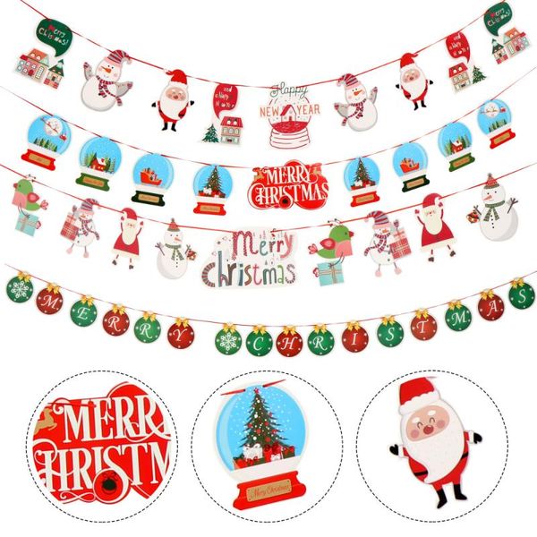 

1 set 4pcs creative party christmas pattern paper banner hanging ornaments