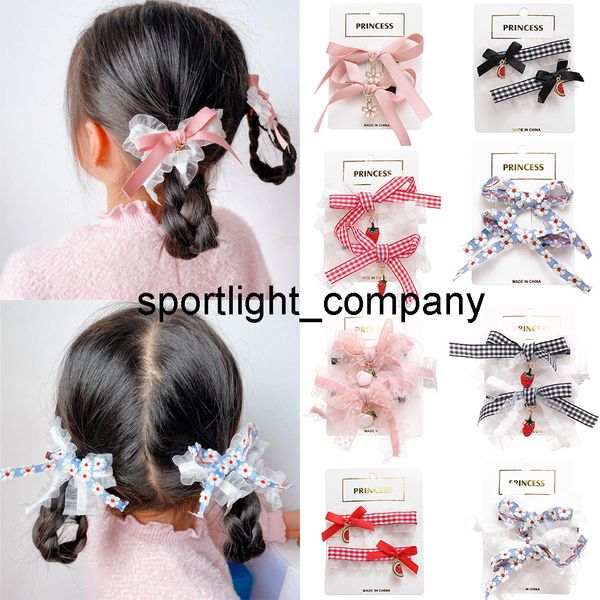 

2pcs/set boutique grosgrain ribbon printed bows hair rubber band for kids girls handmade hair bows children hair accessories, Slivery;white