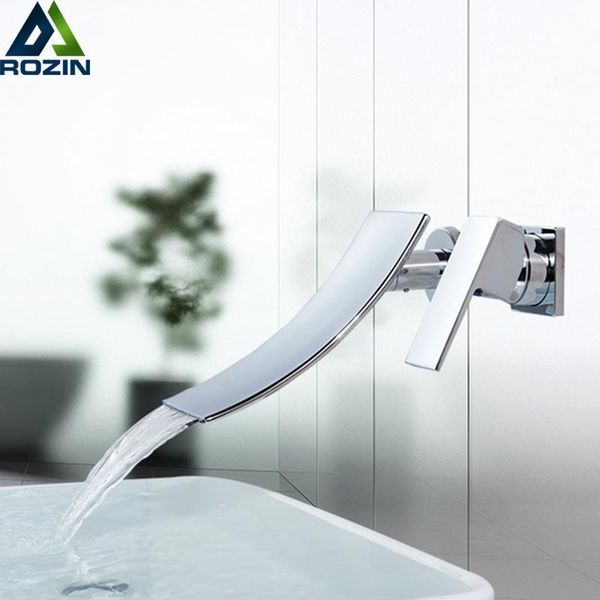 

rozin chrome bathroom faucet matte black wall mounted waterfall basin faucets single lever washing basin taps cold mixer tap