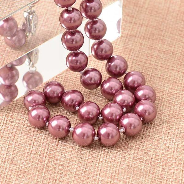 

chains pearls necklace pick size 10mm smooth light purple making diy jewelry round shell artificial chain 18inch h852, Silver