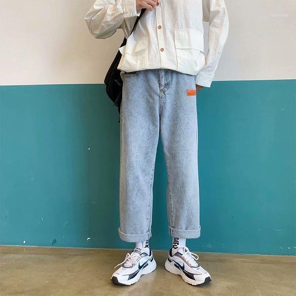

mens korean fashoins harem blue jeans pants 2020 vintage straight pants harajuku jeans denim gentleman cowboys1