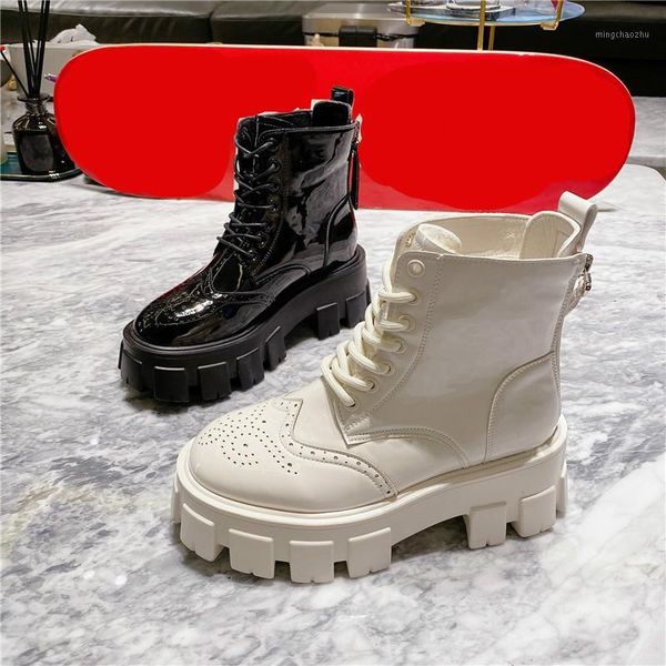 

boots deat 2021 spring autumn fashion casual leather thick bottom solid color muffin motorcycle short women sf5781, Black