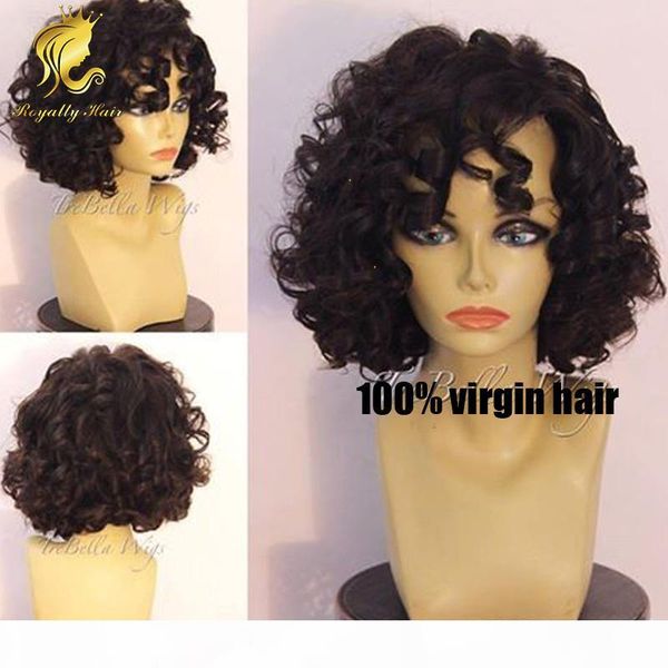 

short style natural black short curly bob wig curly full lace human hair wigs bob lace front wig for african american black women, Black;brown