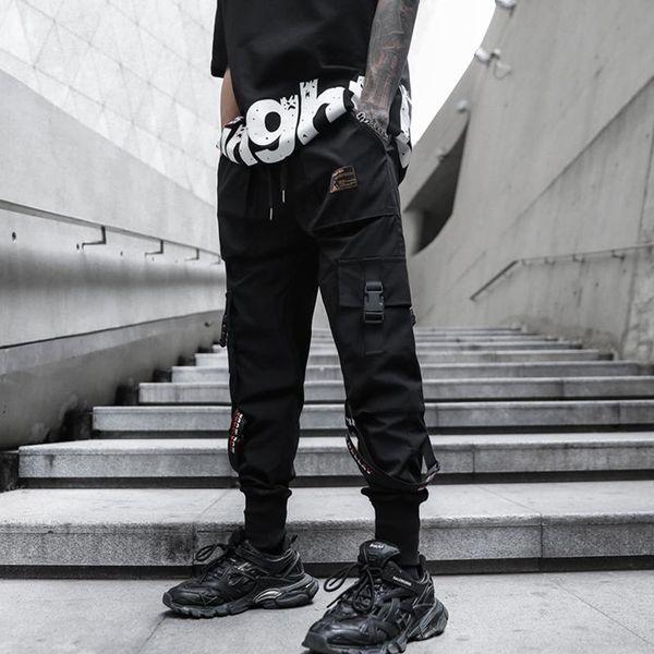 

hip-hop pants mens multi-pocket casual black cargo pants male fashion 2021 new sweatpants man jogger trousers youthful vitality