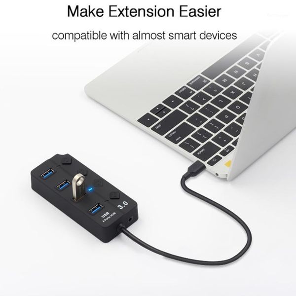

hubs usb 3.0 hub splitter 4 port high speed individual on/off switch ac power adapter for lappc1
