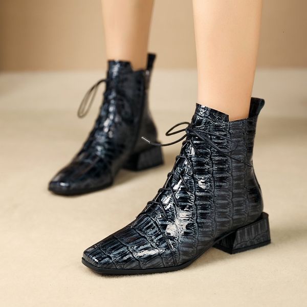 

upper 2021 women pearl shoes pattern ladies all-match fashion classic autumn stitch boots b51d, Black