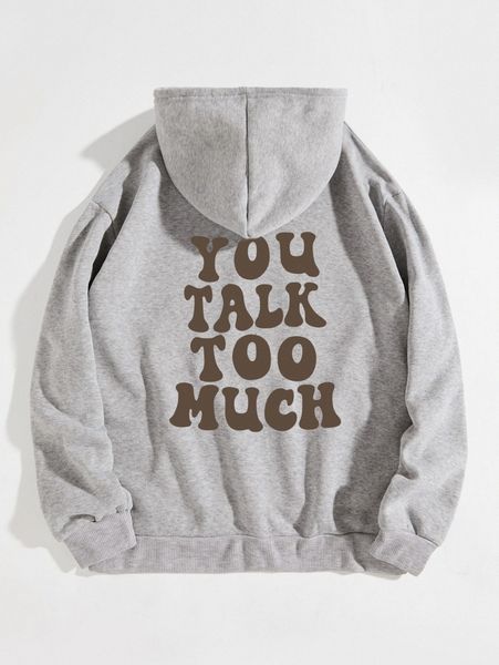 

slogan graphic drawstring thermal lined hoodie b0ta#, White;black