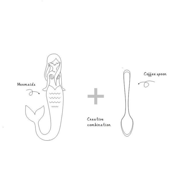 

cup 304 stainless steel mermaid bending hanging spoon creative coffee tea supplies tableware ing