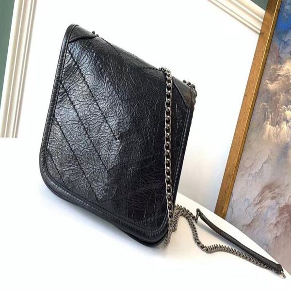 

5a 583103 19cm niki realfine888 wallet crinkled chain vintage calfskin leather shoulder bags,come with dust bag+box,dhl mukk bcedc