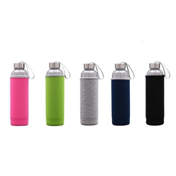 

550ml water bottle high borosilicate glass stainless steel infuser with protective bags and individual box 6 nehy2
