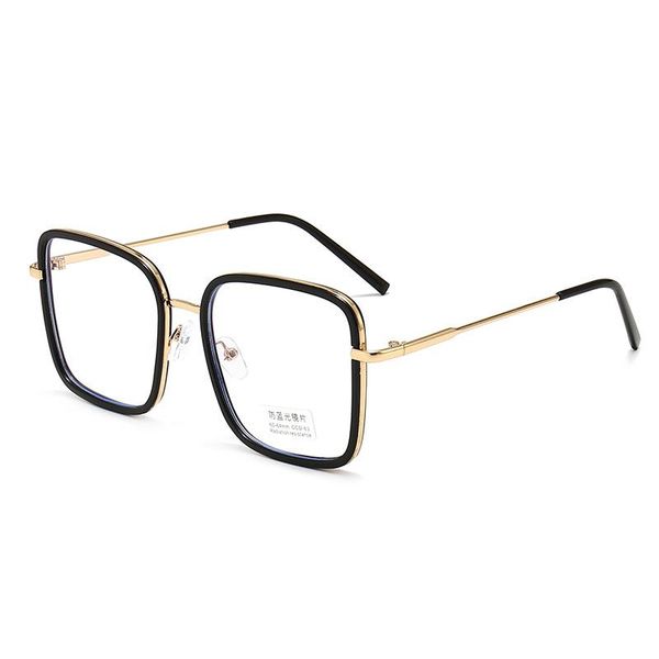 

fashion sunglasses frames retro anti blue transparent square glasses frame for men women metal eyeglasses computer light ray gafas, Black
