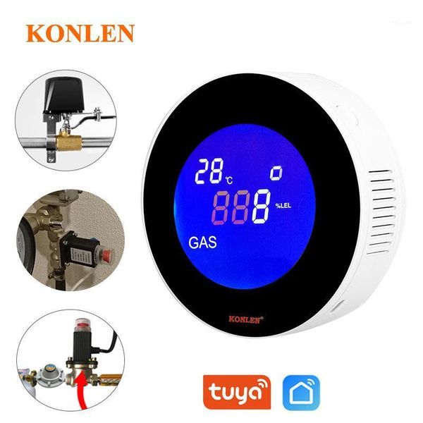 

smart home sensor wifi tuya gas leak detector life lpg natural ch4 leakage alarm with solenoid valve manipulator shut off temperature sensor