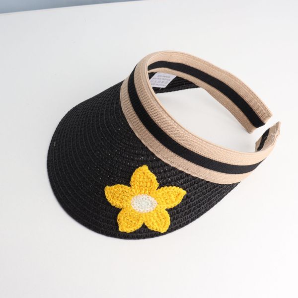 

2020 summer empty top hat kids big wide лещ соломенной шляпе ребенка открытый шлемов sun для девочек для мальчиков бич панама caps gorros sq, Black;white