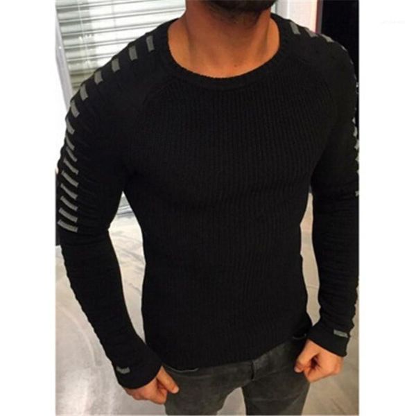 

round neck patchwork knitted slim sweaters man spring sweater fashion new casual pullover long sleeve designer male, White;black