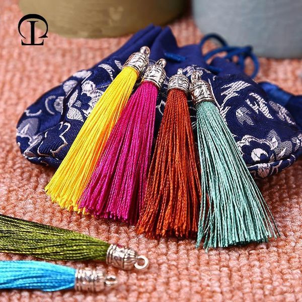 

12pcs lot metal cap tassels silk fringe bangs flower tassel trim decorative tassels for curtains home decoration accessories h qylhof