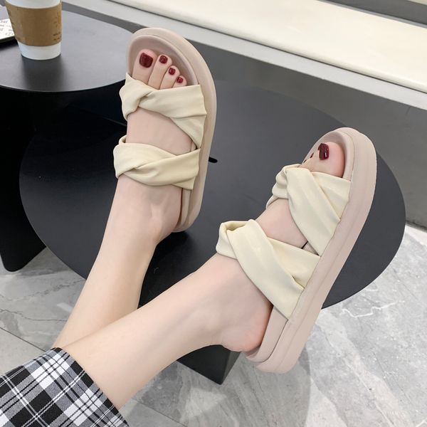 

sponge bottom cool slippers female 2020 summer wear soft bottom outside the new comfortable fashion antiskid slippers x1020, Black