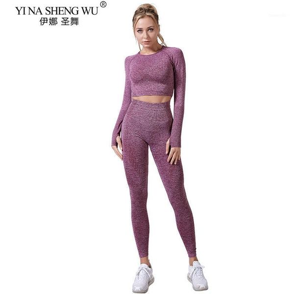 

yoga outfits 3piece suit women vital seamless pants set gym clothing fitness leggings+cropped shirts sports long sleeve tracksuit1, White;red