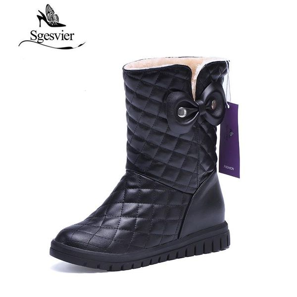 

sgesvier snow boots winter keep warm woman boots calf-high ladies footwear waterproof black women shoes plus size bow tie ox024