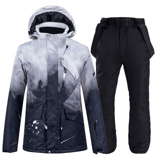 

30 fashion men and women snow wear clothing snowboarding suit sets waterproof windproof winter costume ski jacket + strap pant