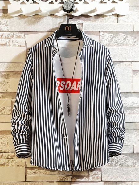 

men striped curved hem shirt without tee g3lk#, White;black