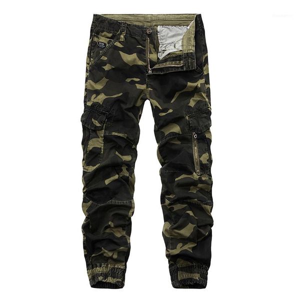 

2018 new selling loose straight men's overalls wind pants cotton waist multicolor camouflage pants 381, Black