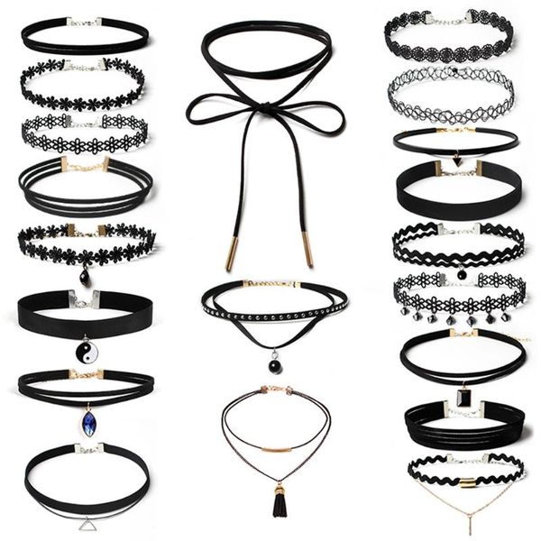 

самый лучший продавая вскользь ожерелье ювелирных изделий 20pieces choker ожерелье set stretch velvet классический готические татуировки lac, Golden;silver
