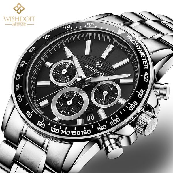 

doit sports luxury chronograph watch leather strap quartz clock waterproof luminous men's fash