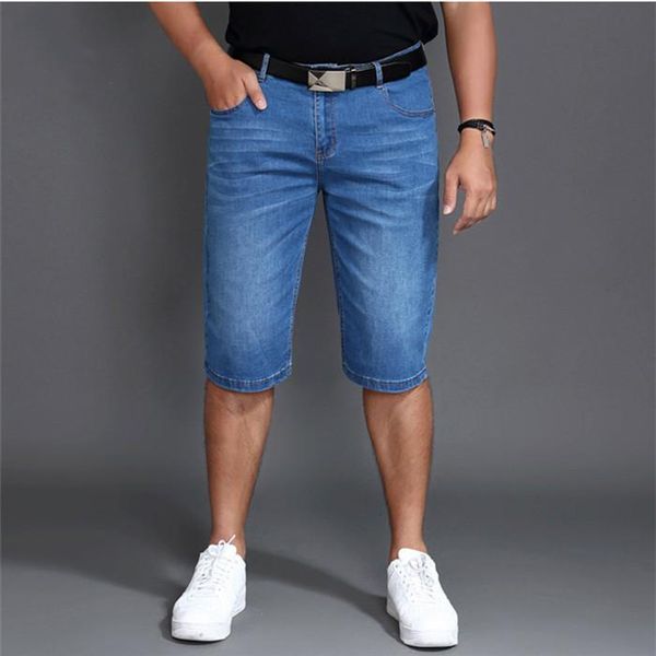 

new men's summer casual denim short loose large size 38 40 42 44 46 48 classic business style men straight jeans short,1688, Blue