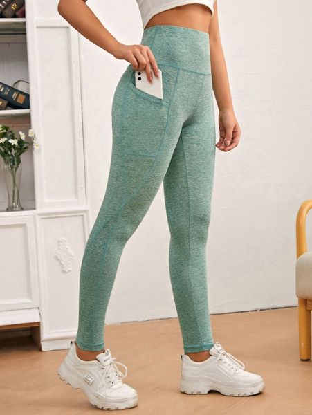 

wide waistband contrast stitch slant pocket leggings y8cq#, Black