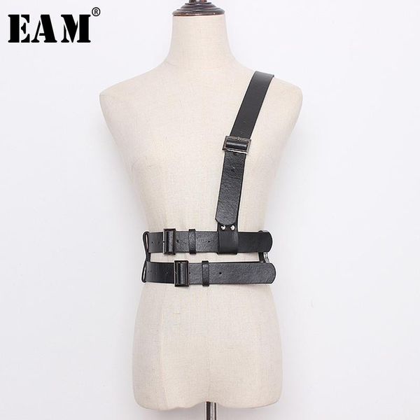 

eam] pu leather black split joint double layers strapless belt personality women new fashion tide all-match spring 2020 1t716, Black;brown