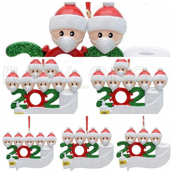 

christmas tree hanging ornament 2020 family of 2 3 4 5 6 7 santa claus pendant ornament social distancin xmas party decorations rra3541