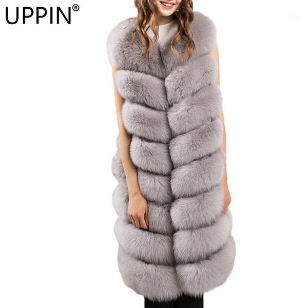 

uppin girls long artifical fur vest women winter fashion faux fur vests woman warm fake coats female chaqueta1, Black